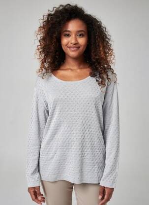 Pulover guler rotund mâneci lungi gri FUEGO WOMAN femeie