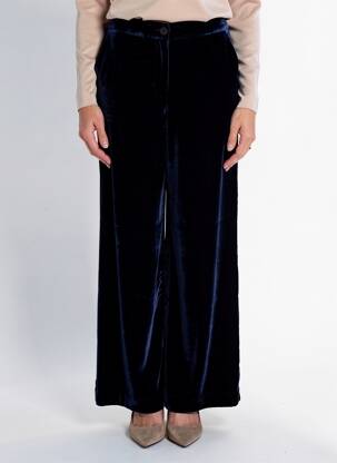 Pantalon larg închidere cu fermoar sub clapetă cu nasturi mărime normală albastru JANE BLUE femeie