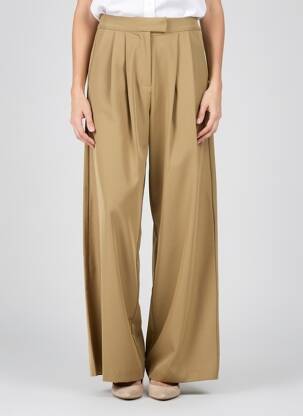 Pantalon larg țesătură poplin mărime normală maro TANTÄ femeie