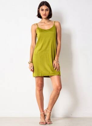 Rochie scurtă guler rotund bretele subțiri verde ZILCH femeie