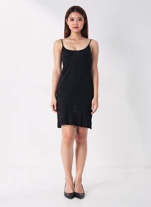 Rochie midi guler rotund bretele subțiri negru AMERICAN VINTAGE femeie