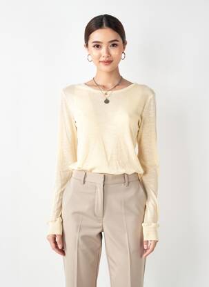 Tricou mâneci lungi mâneci lungi bej AMERICAN VINTAGE femeie