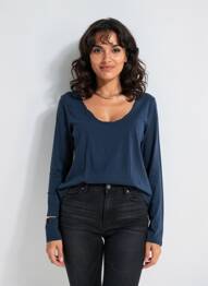 Tricou mâneci lungi mâneci lungi albastru AMERICAN VINTAGE femme