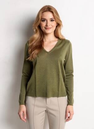 Pulover țesătură melanj mâneci lungi verde HARTFORD femeie