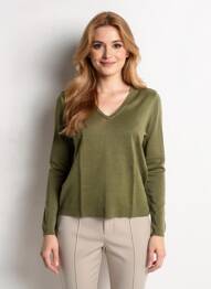 Pulover țesătură melanj mâneci lungi verde HARTFORD femme