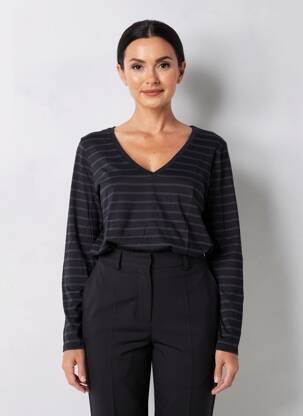 Tricou mâneci lungi mâneci lungi negru MAJESTIC FILATURES femeie