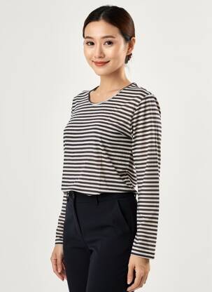 Tricou mâneci lungi mâneci lungi albastru MAJESTIC FILATURES femeie