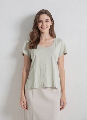 Tricou elasticitate mâneci scurte verde AMERICAN VINTAGE femeie