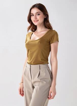 Tricou elasticitate mâneci scurte verde AMERICAN VINTAGE femeie