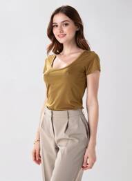 Tricou elasticitate mâneci scurte verde AMERICAN VINTAGE femeie