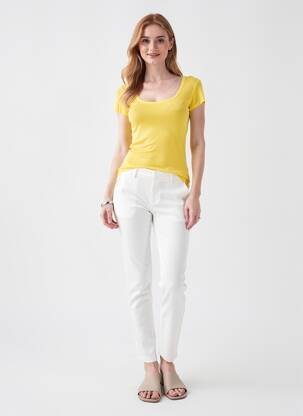 Tricou elasticitate mâneci scurte galben AMERICAN VINTAGE femeie