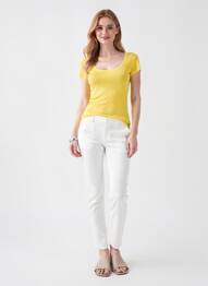 Tricou elasticitate mâneci scurte galben AMERICAN VINTAGE femeie
