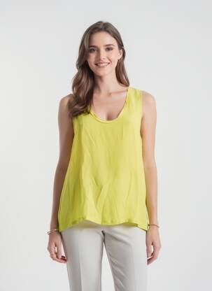 Top croială fluidă fără mâneci verde AMERICAN VINTAGE femeie