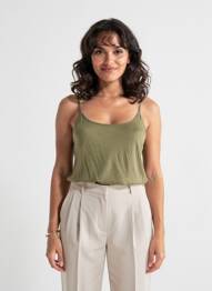 Top țesătură jersey bretele subțiri verde AMERICAN VINTAGE femme