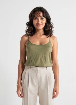 Top țesătură jersey bretele subțiri verde AMERICAN VINTAGE femme