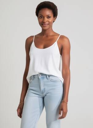 Top țesătură jersey bretele subțiri alb AMERICAN VINTAGE femme