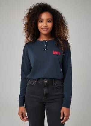 Tricou mâneci lungi mâneci lungi albastru FIVE femeie