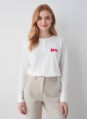 Tricou mâneci lungi mâneci lungi alb FIVE femeie