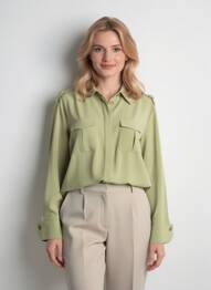 Cămașă țesătură crep mâneci lungi verde YAYA femme