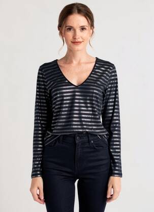 Tricou mâneci lungi mâneci lungi albastru MAJESTIC FILATURES femeie