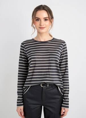 Tricou mâneci lungi mâneci lungi albastru MAJESTIC FILATURES femeie
