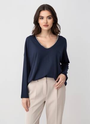 Tricou mâneci lungi mâneci lungi albastru MAJESTIC FILATURES femeie