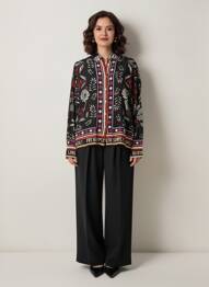 Cămașă imprimeu floral mâneci lungi negru MKT STUDIO femeie