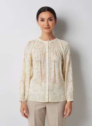 Cămașă imprimeu floral mâneci lungi galben INDI & COLD femeie