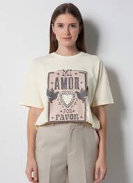 Tricou croială dreaptă mâneci scurte galben MKT STUDIO femme