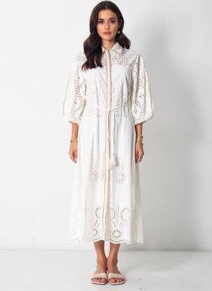 Rochie lungă mâneci scurte mâneci scurte alb FUEGO WOMAN femeie
