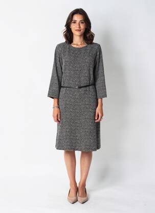 Rochie midi imprimeu fantezie mâneci lungi negru GRIFFON femeie