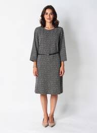 Rochie midi imprimeu fantezie mâneci lungi negru GRIFFON femme