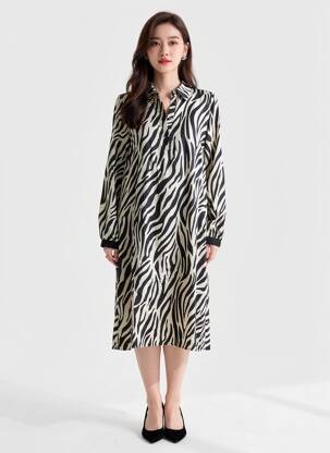 Rochie midi imprimeu fantezie mâneci lungi albastru TUZZI femeie