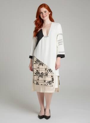 Rochie midi imprimeu fantezie mâneci lungi alb ELISA CAVALETTI femeie