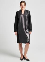 Rochie midi mâneci lungi mâneci lungi negru TUZZI femme