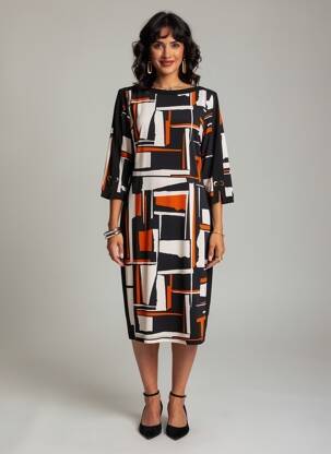 Rochie midi mâneci 3/4 mâneci 3/4 negru JOSEPH RIBKOFF femeie