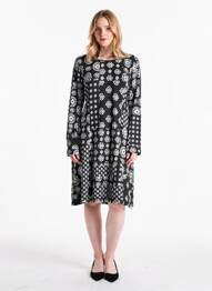 Rochie pulover croială dreaptă mâneci lungi negru DOLCEZZA femme