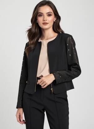 Jachete casual guler rotund negru JOSEPH RIBKOFF femeie