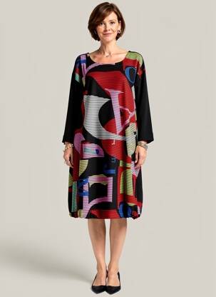 Rochie midi mâneci lungi mâneci lungi negru FRANCK ANNA femeie