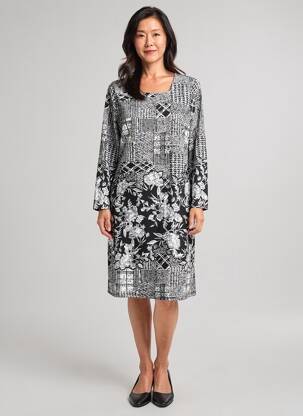 Rochie midi mâneci lungi mâneci lungi negru GUY DUBOUIS femeie