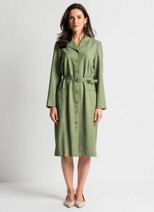Rochie midi mâneci lungi mâneci lungi verde GUY DUBOUIS femeie