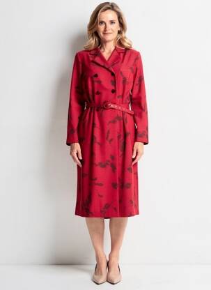 Rochie midi imprimeu floral mâneci lungi roșu LISA CHESNAY femeie