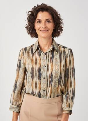 Cămașă țesătură crep mâneci lungi bej LISA CHESNAY femeie