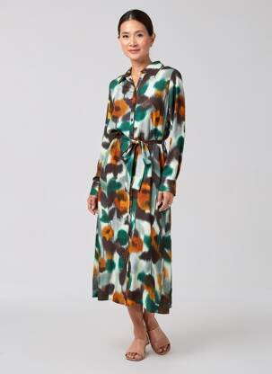 Rochie lungă mâneci lungi mâneci lungi verde STELLA FOREST femeie