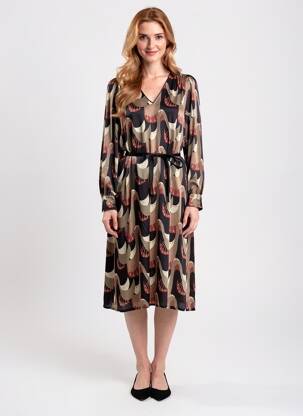Rochie midi croială fluidă mâneci lungi negru SUMMUM femeie