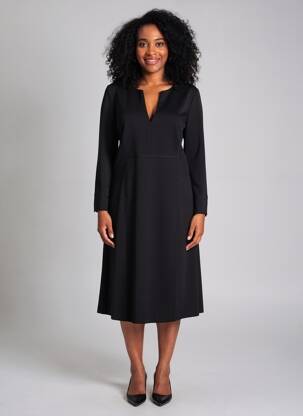 Rochie midi mâneci 3/4 mâneci 3/4 negru SUMMUM femeie