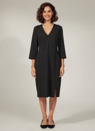 Rochie midi mâneci 3/4 mâneci 3/4 negru MARC AUREL femeie