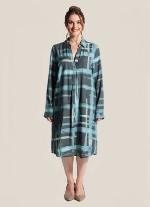 Rochie midi croială fluidă mâneci lungi albastru RIVER WOODS femeie