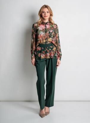 Cămașă imprimeu floral mâneci lungi negru SUMMUM femeie