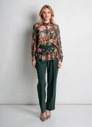 Cămașă imprimeu floral mâneci lungi negru SUMMUM femeie